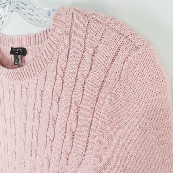 Talbots Button Cuff Cable Knit Sweater Womens Petite Small Pink Preppy Soft Girl - Picture 8 of 13